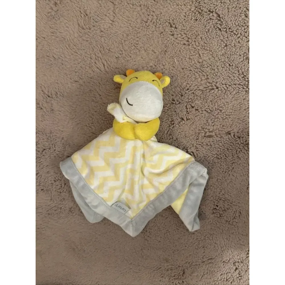 Carter's Giraffe Security Plush Baby Lovey Fleece Blanket Chevron Yellow Gray